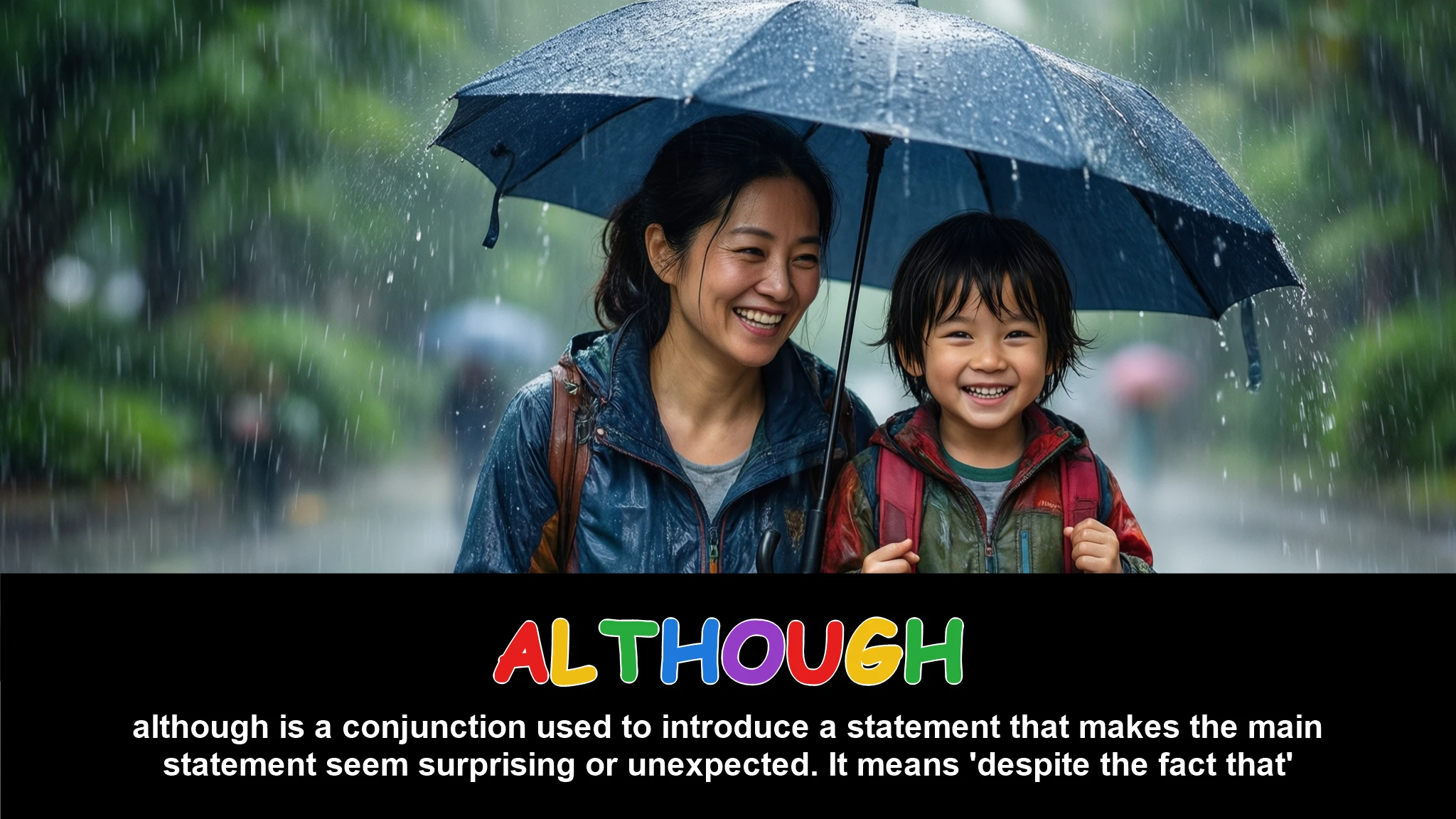 English Illustration for although